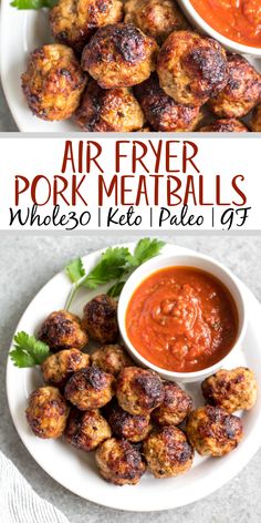 air fryer pork meatballs with ketchup on the side