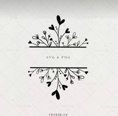 a black and white logo with flowers on it's side, which reads svg & png