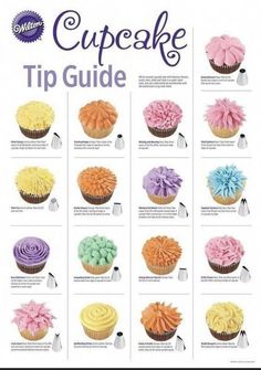 the cupcake guide is shown in this image