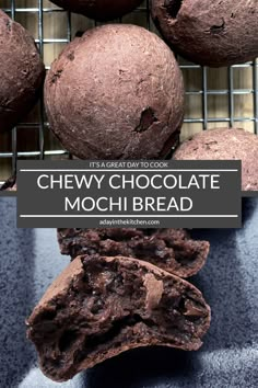 chocolate mochate muffins on a cooling rack with text overlay