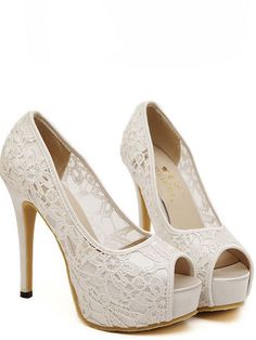 Peep Toe Lace Stiletto Pumps Elegant Lace Wedding Shoes, Elegant Wedding Shoes With Lace Trim, Evening Lace Wedding Shoes, Elegant Wedding Heels With Lace Trim, Elegant Lace Evening Heels, Feminine Spring Party Lace, Lace Closed Toe Wedding Shoes For Evening, Lace High Heel Wedding Shoes For Evening, Lace Heels For Evening And Spring