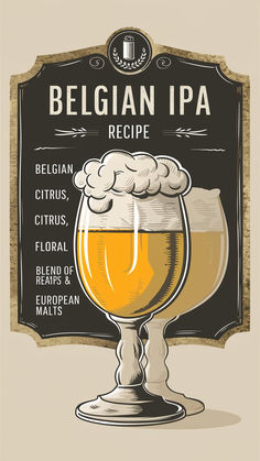 an old fashioned beer poster with the words belgan ipa recipe written on it