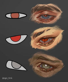 four different colored eyes are shown in this drawing