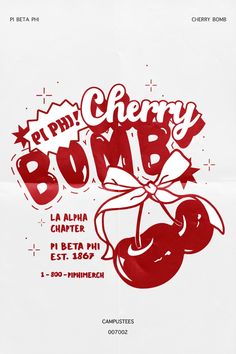 an advertisement for cherry bomb in red and white