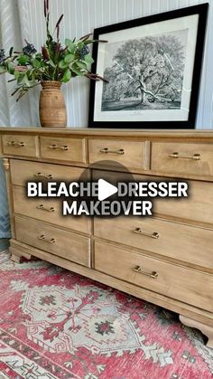 a dresser with the words bleacher dresser makeover on it's side