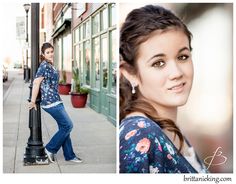 a woman standing next to a lamp post