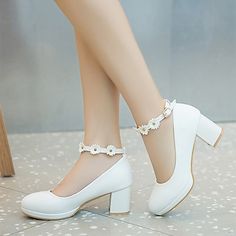 Category:Heels; Upper Materials:PU; Embellishment:Flower; Season:Spring,Summer,Fall; Gender:Girls'; Activity:Walking,Dancing; Toe Shape:Round Toe,Closed Toe; Style:Daily,Princess Shoes,Flower Girl Shoes,Lolita,Dress Shoes,Cosplay,Cosplay Lolita,Heel,New Year's; Heel Height(inch):2-3; Occasion:Birthday,Festival,Gift,New Year,Daily,Party,Wedding,Evening Party,Prom; Age Group:Little Kids(4-7ys),Big Kids(7years ); Closure Type:Buckle; Function:Breathability,Cosplay; Pattern:Solid Color; Shipping Weight:0.675; Foot Length:; Size chart date source:Provided by Supplier. Girls High Heel Shoes, Heels Flower, Sweet Flowers, Flower Girl Shoes, Ankle Strap Block Heel, Court Heels, Chunky Heel Pumps, Flower Shoes, Girls Heels