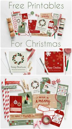 christmas cards and envelopes with the words free printables for christmas on them