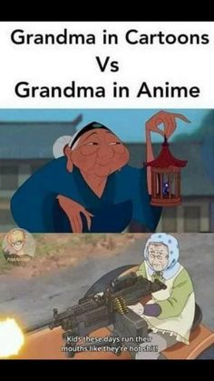 grandma in cartoons vs grandma in anime