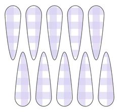 the cut out pattern for an oval shaped paper doll's head, with six different shapes