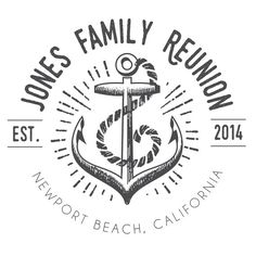 the logo for lone's family reunion, newport beach, california is shown in black and white