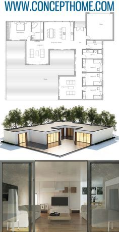 the floor plan for this modern house is shown