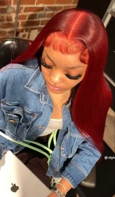 Red Lace Wig, Sew In Wig, Frontal Wig Hairstyles, Red Wig, Wig Ideas, Lace Fronts, Pretty Braided Hairstyles, Baddie Fits