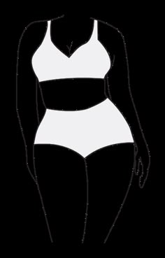 a line drawing of a woman's body in a swimsuit with her hands on her hips