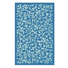 a blue and white paper with an intricate design on the bottom, which is cut out into