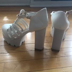 Brand New Never Worn, White Sandals With Platform And Chunky Heel. Sandals With Platform, Closed Toe Sandals, White Sandals, Toe Sandals, Chunky Heel, Chunky Heels, Shoes Women Heels, Shoes Heels, Color White