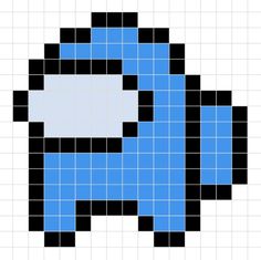 an image of a blue and black pixellated object on a white background with squares