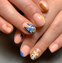 'Bluey' is as beloved by parents as it is by kids, because no other kids' show is quite as funny or heartfelt. These Bluey nails will delight adult super fans. Bingo And Bluey, Nail Shapes Square, Kids Nails, Baby Blue Nails, Bluey And Bingo, Simple Gel Nails, Summer Nail Designs