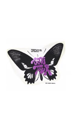 a purple and black butterfly with the words'love is in the air'on it