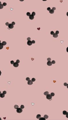 mickey mouse wallpaper with hearts in the shape of hearts on a pink background for valentine's day