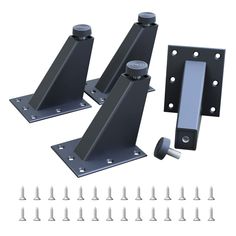 two brackets with screws and bolts on the bottom are shown in this rendering image