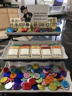 two trays filled with different types of candy