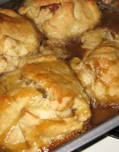 some food that is sitting in a pan on the stove and ready to be eaten