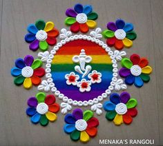 a colorful flower design made out of felt