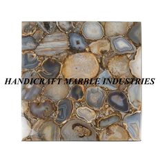 the words handcraft marble industriess are in black and white letters on top of an image