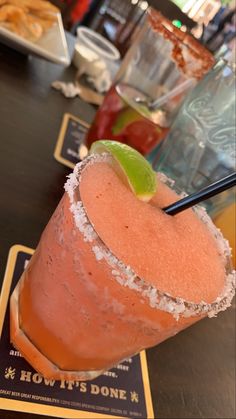 a close up of a drink on a table