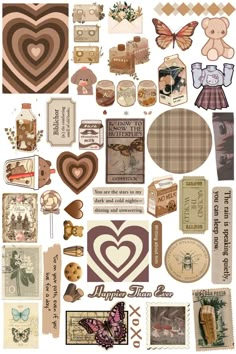 many different types of stickers on a white background, including hearts and other things