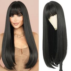 28in Black Wig With Black Roots Fiber Synthetic Wigs For Women High Quality Material Full Synthetic Heat Resistant Fibre Of Best Wigs, Cheap Price And Soft Hair And Comfortable To Wear.We Have A Beautiful Gift Box Packaging, Including Ultra-Long Straight Wigs. A Beautiful Pair Of False Eyelashes Is Included As Well As Two Hair Nets. Ash Blonde Ombre Brown Layered Straight Long Wigs With Bangs And Dark Roots , It Flows Curvature Very Naturally Layered Staight Hair , Easy To Take Care Of, The Laye Black Wig With Bangs, Ash Blonde Ombre, Straight Natural, Black Roots, Straight Wigs, Girls Holiday, Hair Nets, Best Wigs, Hair Easy