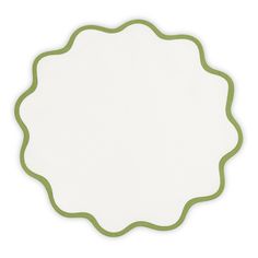 an empty white plate with green trim