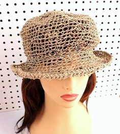 This is an instant download PDF pattern of the MONCHERIE crochet wide brim hat for women in hemp twine. The summer hat includes step-by-step pictures, written instructions, crochet abbreviations, and materials. If you know the basic stitches, you can make this 1-piece hat and brim. Learn how to crochet this pattern with hemp twine. It is available at Walmart in the crafts jewelry section and Hemp Sisters at Amazon.Com. Protect your face from the sun at the beach. ***HEMP CORD SUGGESTIONS***  ... Brown Crochet Hat For Summer, Beige Crochet Hat For The Beach, Beige Crochet Knitted Hat For Beach, Bohemian Knitted Sun Hat For The Beach, Bohemian Knitted Short Brim Hat, Bohemian Knitted Summer Hat, Vacation Hat With Short Brim And Knitted Details, Knitted Brimmed Summer Hats, Summer Knitted Brimmed Hat