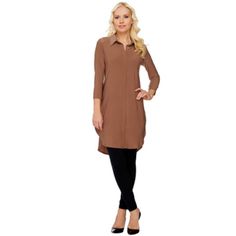 Nwt (New With Tags) Women With Control Tunic Pin Tuck & Legging Set Size Xxs Tall. Tunic Top Is Safari Taupe & Leggings Are Black. Includes Tunic And Leggings Tunic Features: 3/4-Length Sleeves, Button-Down Illusion, Pointed Collar, Rounded Hem, Side Slits Tunic Length: Tall Missy Length 39" To 41-1/2"; Tall Plus Length 41" To 42" Tunic Content: 94% Polyester/6% Spandex Leggings: Pull-On Styling, Elastic Waist Leggings Inseam: Tall Missy/Plus Inseam 30" Leggings Content: 86% Cotton/14% Spandex Tunic Tops Outfit, Tunic Dress With Leggings, Taupe Leggings, Brown Tunic, Elastic Waist Leggings, Tunics With Leggings, Tunic Leggings, Long Tunic Tops, Spandex Leggings