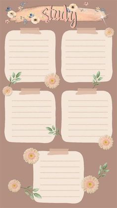 a blank paper with flowers on it and the word study written in cursive writing