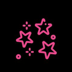 three pink stars on a black background