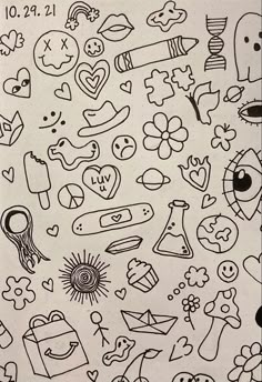 a bunch of doodles that are on top of a piece of paper