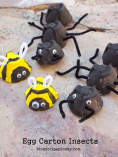 these paper mache bugs are made to look like bees