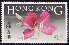 a stamp with a pink flower on it