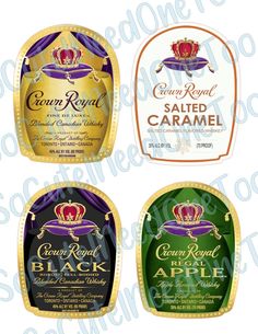 Crown Royal - Variety Sheet Waterslide Decals - SoCuteINeedOneToo Crown Royal Cake, Crown Royal Apple, Crown Royal Bottle, Purple Crown, Waterslide Paper, Crown Party, Royal Party, Cake Printing, Waterslide Decals