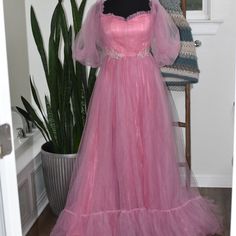 Pink Tulle Gown With Corset Back And Sweetheart Neckline Size Small Pink Tulle Gown, Gown With Corset, Corset Back, Tulle Gown, Pink Tulle, Sweetheart Neckline, Pink Ladies, Fashion Outfits, Womens Dresses