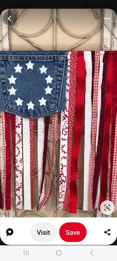 an american flag made out of old jeans