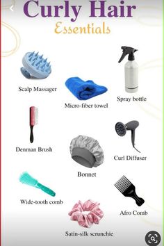 Natural Hair Must Haves Tools, Applying Product To Curly Hair, Diy Natural Curly Hair Products, How To Have Natural Curly Hair, Curly Hair Styling Tools, Curly Hair Items, Curly Hair Tools To Get, Starting Curly Hair Journey, Best Heat Protectant For Curly Hair