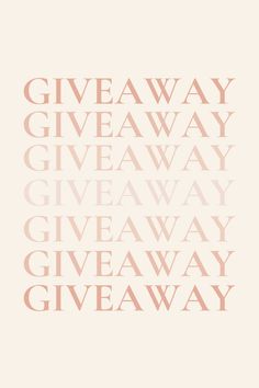 the words giveaway are shown in pink and white on a beige background with an orange border