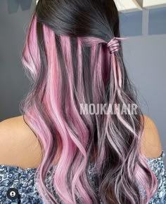 Colourful Hair Ideas Brunettes, Pink Hair Streaks, Light Pink Hair, Korean Hair Color, Dip Dye Hair