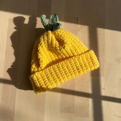 What's better than keeping your little lemon drop warm? Having them wear this bright, easy to see, lemon beanie.  Preemie to 3T  Color: butter yellow - colors may vary due to different dye lots Cute Cotton Beanie, Yellow Crochet Hat For Spring, Warm Cotton Hats For Spring, Warm Cotton Spring Hats, Spring Cotton Beanie One Size, Yellow Knitted Crochet Hat For Spring, Playful Yellow Hats For Spring, Playful Yellow Hat For Spring, Cute Yellow Winter Hat