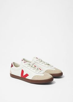 Veja Volley Sneakers - Ivory/Ruby red - Veja - & Other Stories US Red Veja Sneakers, Veja Volley, Flat Heel Boots, Veja Sneakers, Knit Outerwear, Red Sneakers, Blazer And Shorts, Red Outfit, Boot Socks