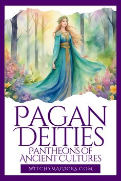 the cover for pagan deities, featuring an image of a woman in a blue dress