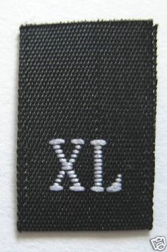 seanlabels Store 100 PIECE WOVEN CLOTHING LABELS SIZE X-LARGE 100 PIECE TOTAL THESE ARE PROFESSIONAL QUALITY LABELS MEASURE  1/2 INCH by 3/4 INCH, BLACK WITH WHITE LETTERING. THESE ARE SEWN INTO GARMENTS. THESE WILL NOT FRAY. Sewing Embellishments, Clothing Labels, Label Sizes, 4 Inch, Embellishments, Sewing Crafts, Sewing, Tags, Best Deals